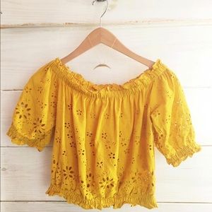 Off-the-Shoulder Eyelet Top